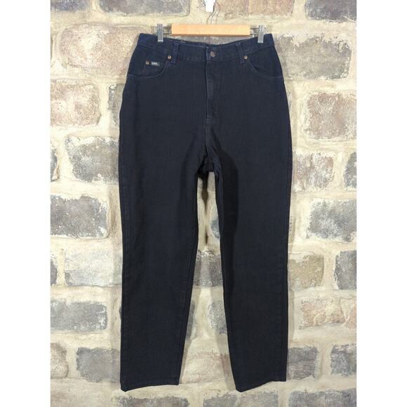 Lee Original‎ jeans Woman's 14 Black High Rise Rigid Denim Mom Jeans Casual Fall - Picture 1 of 13